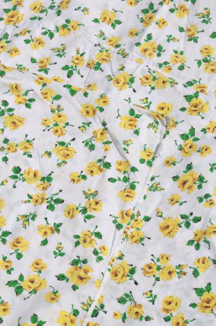 retro vintage yellow roses print pillowcases & cotton duvet / comforter cover