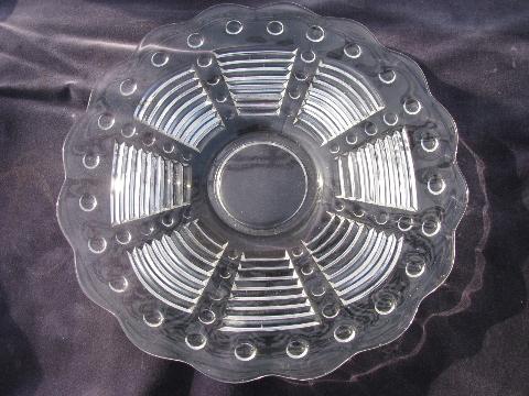 ribs & dots pattern, vintage EAPG or depression glass cake plate