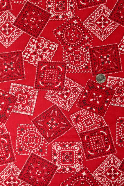 rockabilly vintage red cotton bandana print fabric 36 wide sewing material