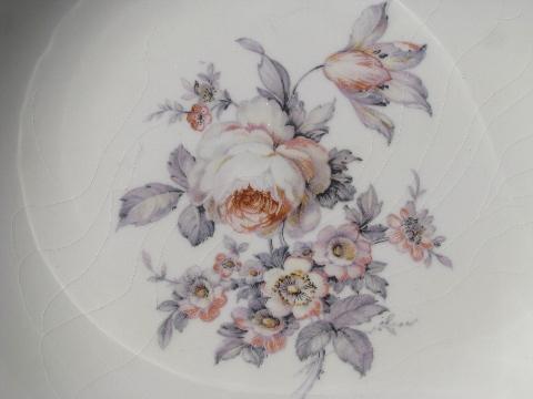 romantic pink & grey roses floral, 10 vintage china bowls