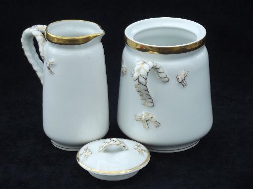 rope and anchor antique 19th century Haviland Limoges porcelain tea coffee set