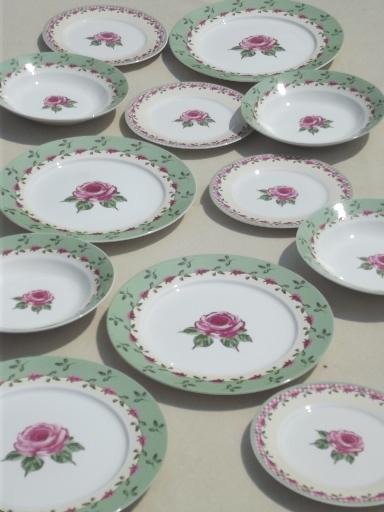 rose & pink gingham pattern dishes, Home Trends china dinnerware set 