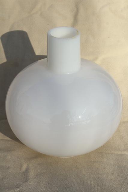 round globe chimney shade, vintage milk glass lampshade for GWTW hurricane lamp