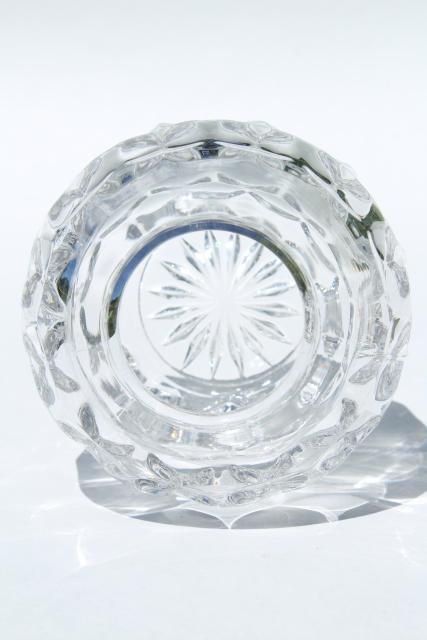 round ivy ball or rose bowl vase, vintage Fostoria American pattern glass