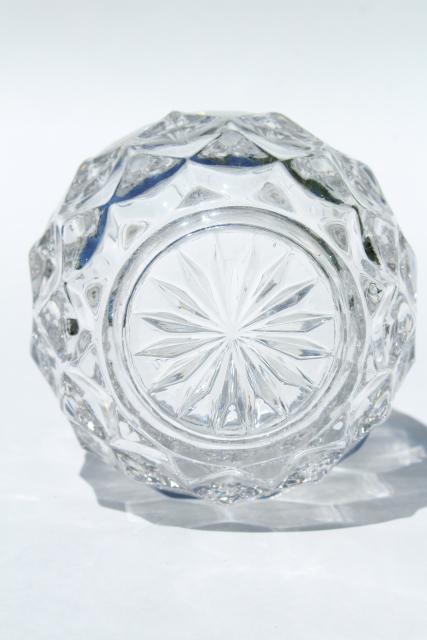 round ivy ball or rose bowl vase, vintage Fostoria American pattern glass