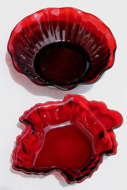 ruby red glass, instant collection of bowls & vases - vintage glassware lot 
