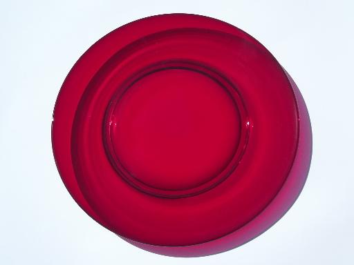 ruby red glass serving or dinner plates, vintage Duncan & Miller?