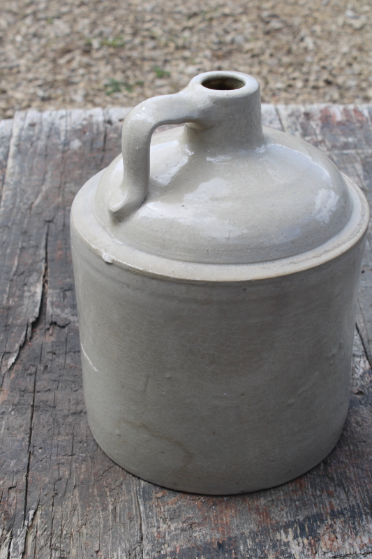 rustic antique cider jug, plain glazed stoneware, vintage farmhouse neutral decor