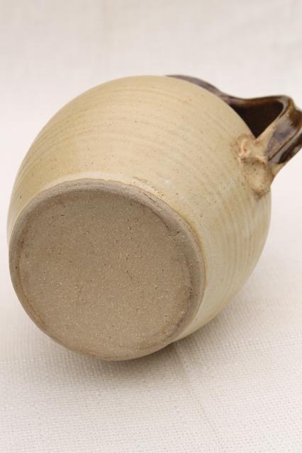 rustic stoneware pitcher, large milk jug in brown glazed clay, handmade studio pottery