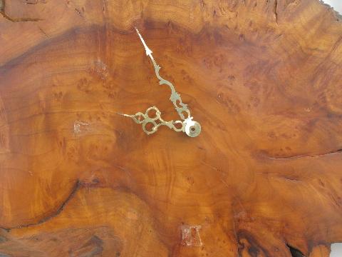 rustic vintage cedar wood freeform slab wall clock for lodge or cabin