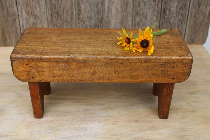 rustic vintage pine bench, doll size stool or rustic table, plant stand or riser