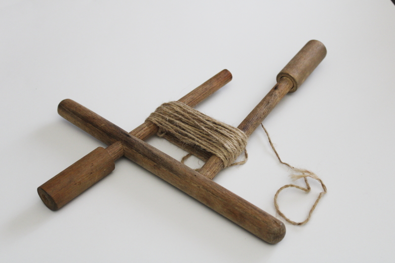 rustic vintage primitive wood rope winder or yarn winder, old farm tool