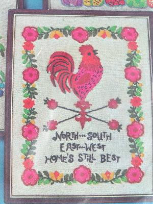 sampler kit w/ yarns, Home is Best, red rooster