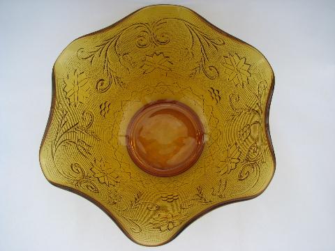 sandwich pattern daisy amber glass, big salad bowl, vintage Tiara / Indiana