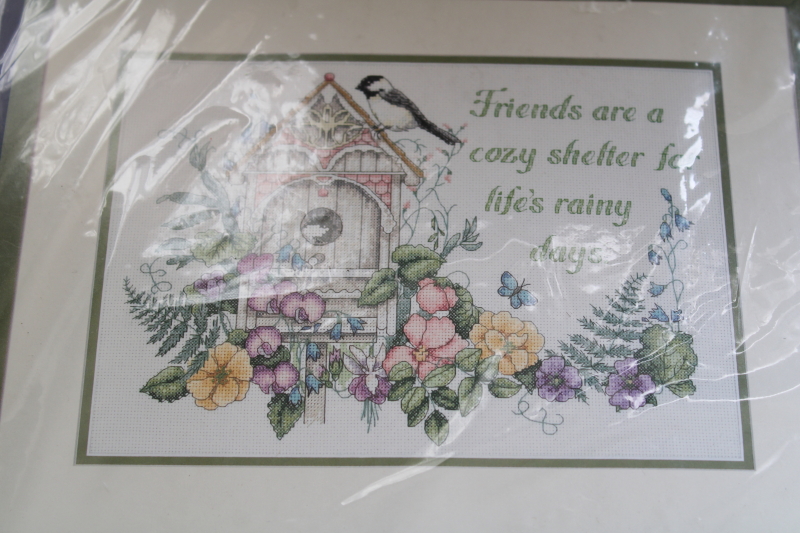 sealed needlework kit counted cross stitch Friends are a cozy shelter for lifes rainy days