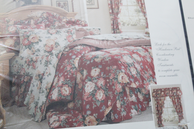 sealed vintage Dan River poly cotton sheets pillowcases, Henderson cottage roses floral full double bed size