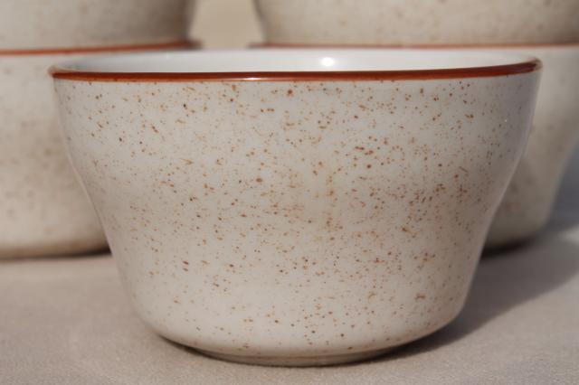 set 12 new old stock stoneware custard cups, oven proof baking dishes or tiny bowls