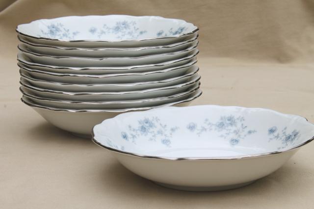 set of 10 Blue Garland china cereal or soup bowls, vintage Bavaria mark Johann Haviland