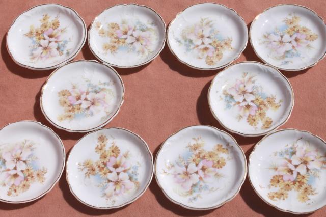 set of 10 antique china butter pat plates, Sevres Rosenthal RC German