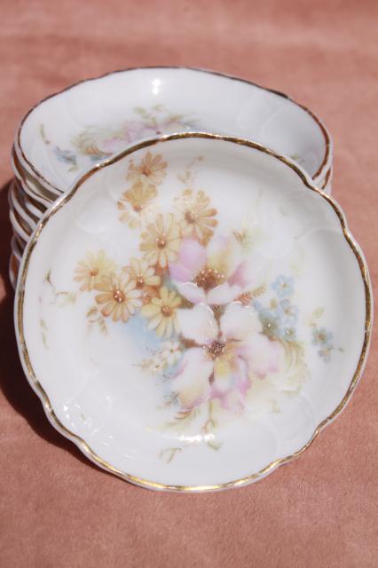 set of 10 antique china butter pat plates, Sevres Rosenthal RC German