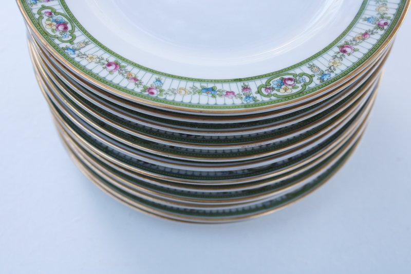 set of 12 antique Bavaria porcelain salad plates, early 1900s vintage Paul Muller mark