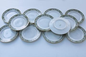 set of 12 antique Bavaria porcelain salad plates, early 1900s vintage Paul Muller mark