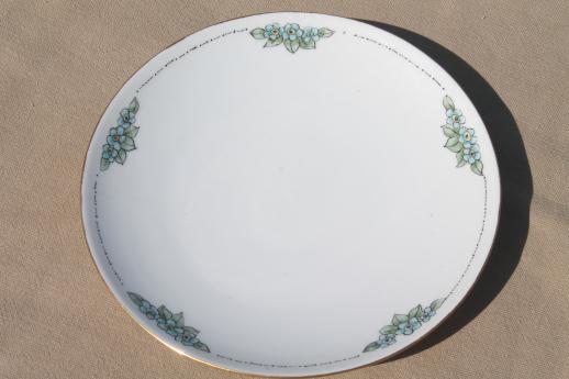 set of 8 old Bavaria china plates w/ hand painted blue forget-me-nots