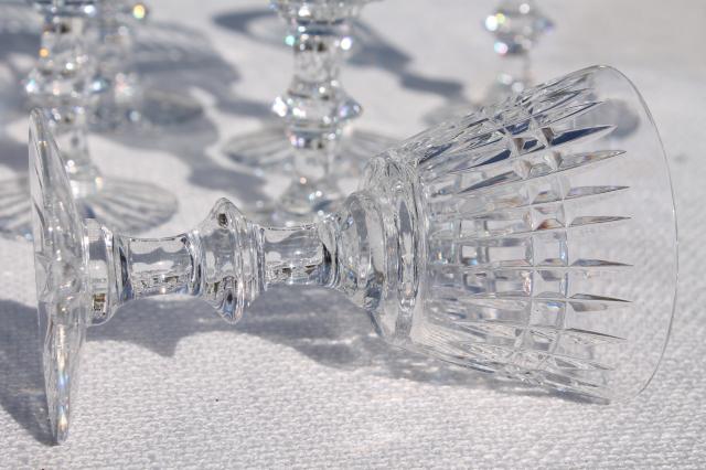 set of eight cut crystal wine glass or cocktail glasses, vintage stemware