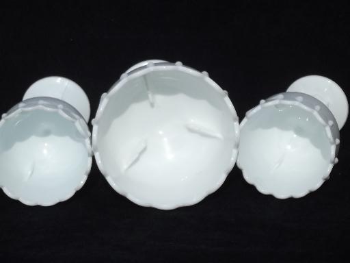 set of vintage milk glass centerpiece flower stands, garland pattern bowls