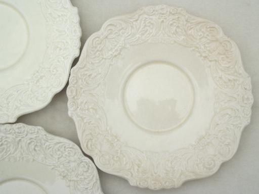 shabby antique English creamware china plates, Old Bristol - England