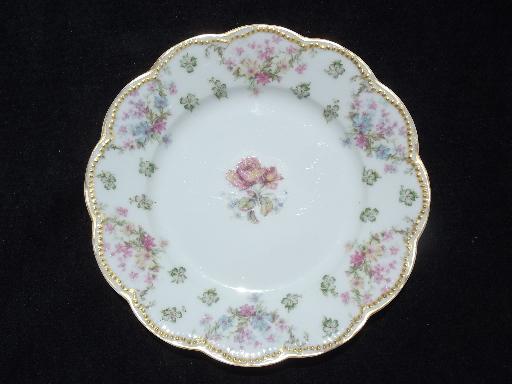 shabby antique Haviland Limoges floral china scalloped salad plates