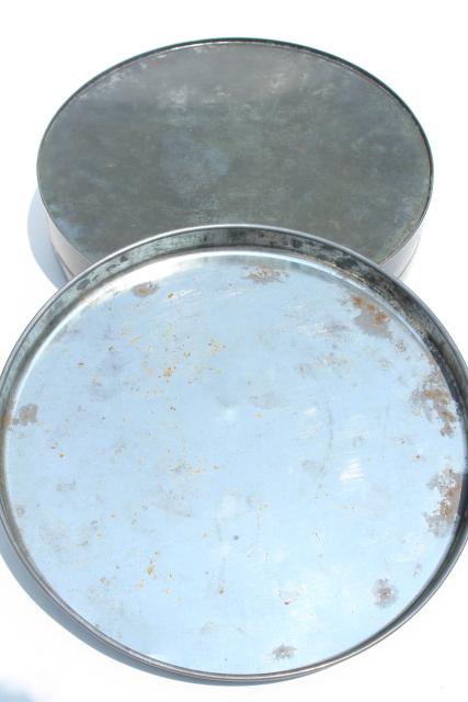 shabby chic vintage flowered metal tins, 1940s 50s vintage candy or cookie tins