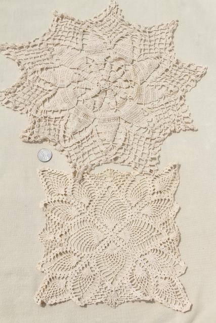 shabby chic vintage lace doilies & centerpieces, crochet doily lot
