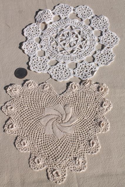 shabby chic vintage lace doilies & centerpieces, crochet doily lot