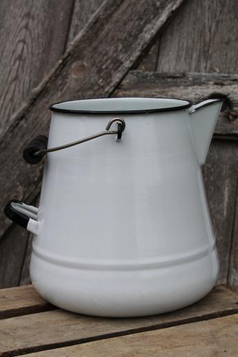 shabby old enamelware coffee pot for garden flower planter, vintage enamel ware