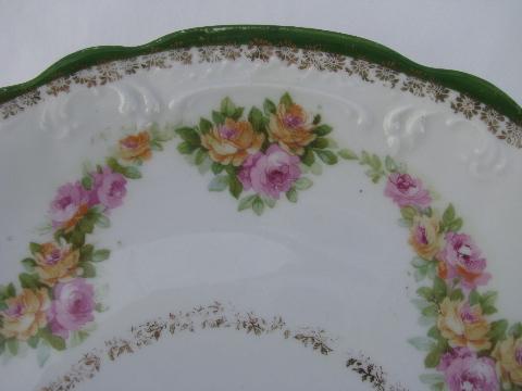 shabby pink roses china antique handled plate