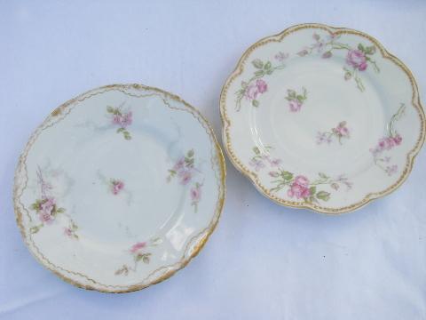 Old China Patterns shabby pink roses, lot old antique vintage china plates assorted Old China Patterns shabby pink roses, lot old antique vintage china plates assorted