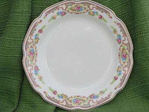 shabby vintage china plates and platters, Mt. Clemens pottery Mildred floral