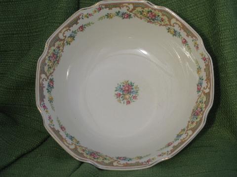 shabby vintage china serving bowls, Mt. Clemens pottery Mildred floral
