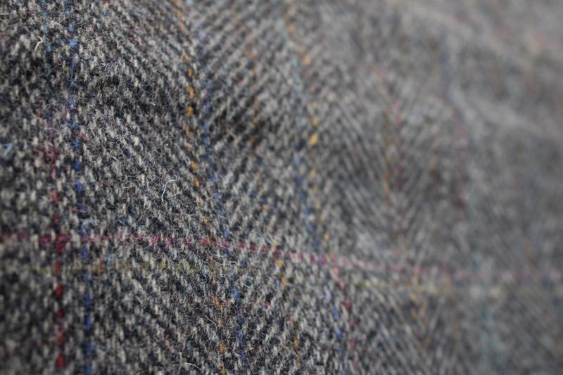 shabby vintage wool tweed fabric for cutting rugs or craft sewing material