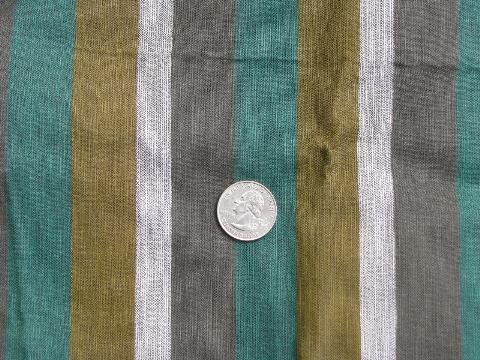 shades of green retro wide stripes 60s vintage cotton print fabric