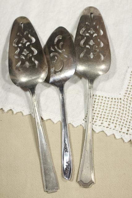 silver plate cake servers, mismatched vintage silverware serving pieces, caterers lot?