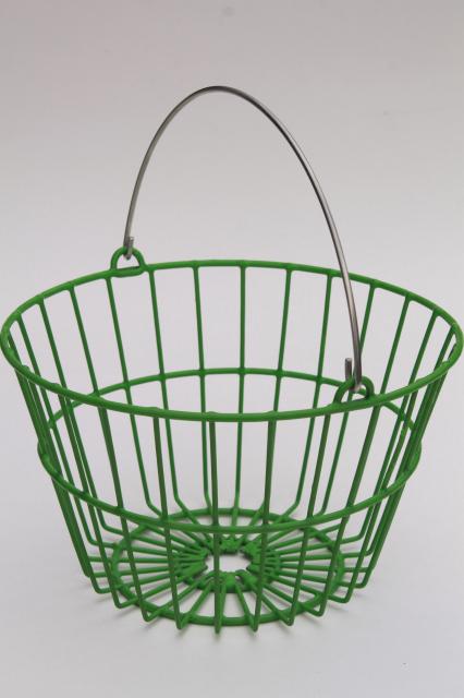 small wire egg basket, vintage style new farm garden chicken egg collecting basket