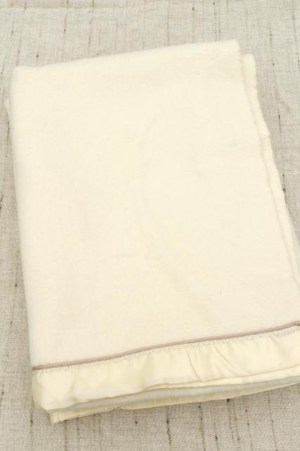 soft fuzzy ivory white plush bed blankets, vintage acrylic / poly warm & thick