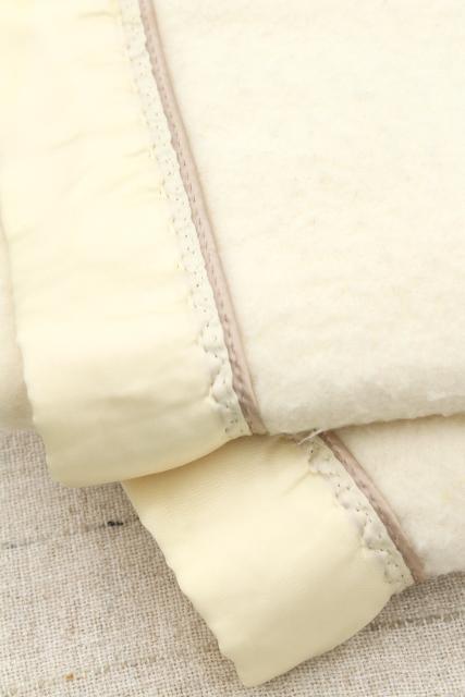 soft fuzzy ivory white plush bed blankets, vintage acrylic / poly warm & thick