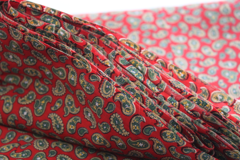 soft smooth vintage cotton lawn fabric, tiny paisley foulard print on red