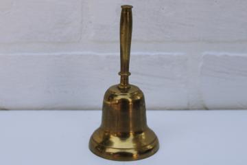 solid brass bell w/ tall handle, vintage table bell or service bell w/ made in Japan label
