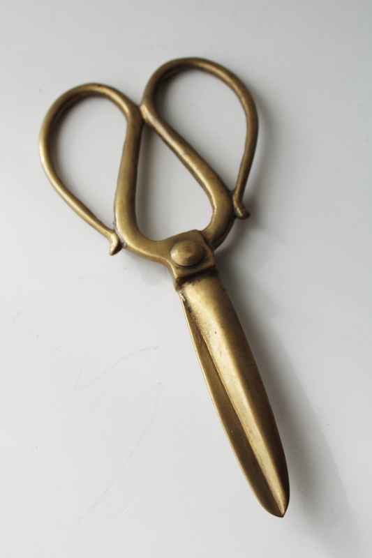 solid brass decorative shears, life size wall hanging non-functional scissors for decor