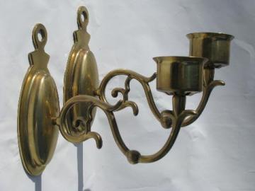 solid brass wall sconces for candles, candle sconce pair
