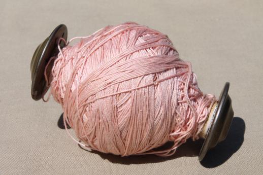 spool of vintage pink cotton cord, french brocante style sewing / needlework thread